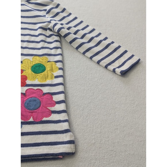 Mini Boden Hooded Terry Dress Blue Striped Floral 6-7Y Girls Cover-Up - Picture 4 of 10